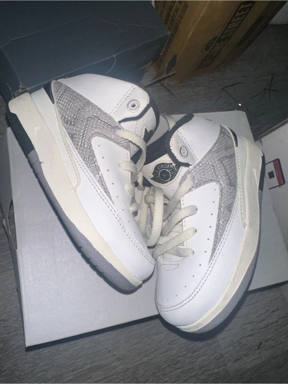 Nike Kids White and Gray High-Top Sneakers
